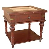 300 Cigar Glass Top End Table Humidor with Hygrometer
