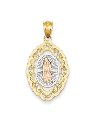 14k Three Tone Gold Our Lady of Guadalupe Pendant. Metal Wt- 1.7g