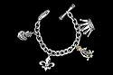 Christian Audigier Crystal Set 4 Charm Bracelet in Sterling Silver with 18 Karat Plated Trim