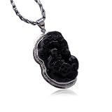 Obsidian Gemstone Necklace Sterling Silver Gothic Jewelry for Men (w/ SILVER CHAIN)