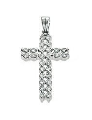 14K White Gold 0.53cttw Round Diamond Pendant