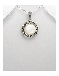 Marcasite Pendant Necklace In 92.5 Sterling Silver