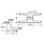 MCM 10502-75902 Stainless Steel H Twin, Centered, 1.25 Inch Offset Burner