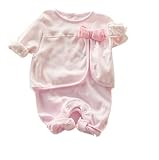 CHOUeTTe ベビー服 ロンパース 新生児～2歳半まで カーデガン風 ツーピース風 長袖 綿100% 可愛い 花柄 リボン ハート 出産祝い 誕生日プレゼントにもどうぞ 柄色サイズ多数 オリジナル