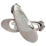 Scoot73 Ruffle Studded Back Flats GRAY