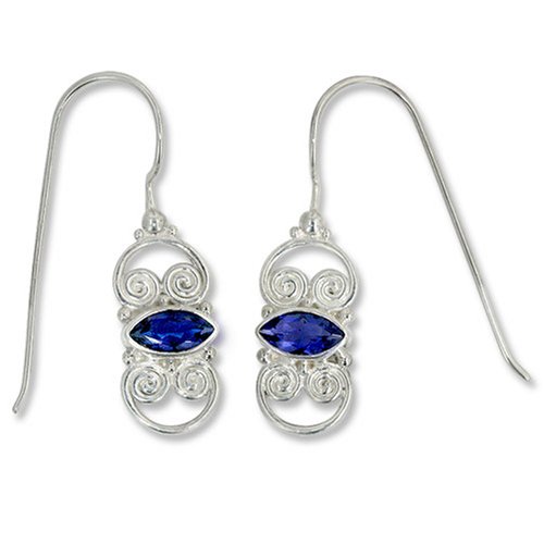 Sterling Silver Iolite Dangle Earrings by Sajen