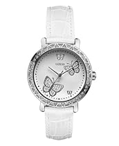 GUESS White Leather Strap Watch