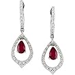 14K White Gold Ruby and Diamond Earrings