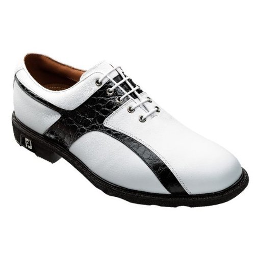 FootJoy Icon Caiman Saddle Golf Shoes : White - Black Medium 10.5 On Sale