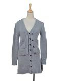 Anna-Kaci S/M Fit Grey Long Sleeve Grandfather Inspired V-neck Sweater Dress