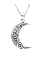 Sterling Silver Crescent Moon Spiral Celtic Necklace