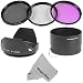 Essential Accessory Kit for NIKON Coolpix L110 - Includes: Aluminum Adapter Tube + Filter Kit (UV, Polarizing, Fluorescent) + Tulip Flower Lens Hood + Premium MagicFiber Microfiber Cleaning Cloth