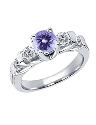 1.78 Ct Round Blue Tanzanite G/H Diamond 14K White Gold Ring