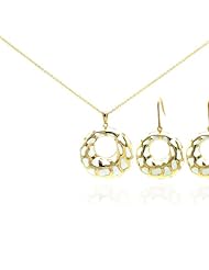 Nickel Free Sterling Silver Pendant & Earring Sets 14K Gold Plated Leopard Print Round Set