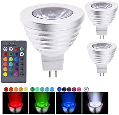 iWG Pack of 2 MR16 3W RGB LED Light Bulb with IR Remote Control,16 Colors Changing Dimmable Spotlight for Home Decoration/Bar/Party/KTV Mood Ambiance Lighting