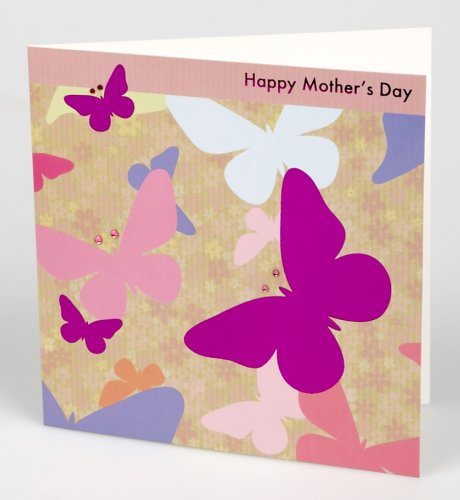 Foil Butterflies on Craft Hand-Finished Mother's Day Card
