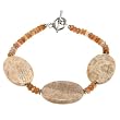EXP Handmade Fossil Coral, Cat's Eye & Silver Bracelet