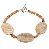 Handmade Fossil Coral And Cat's Eye Bracelet