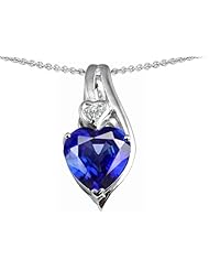 Original Star K (tm) Large 10mm Heart Shape Created Sapphire Heart Pendant in .925 Sterling Silver