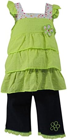 Coney Isle Baby Girls Two-piece Flower Accent Flutter Capri Set 12M Neon Yellow