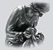A MOTHERS LOVE Sculpture of mother with 2 children