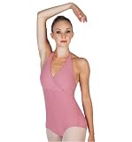 Mock Wrap Ribbed Halter Leotard - P802