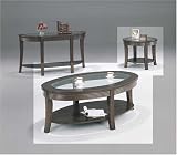 Cappuccino Finish Ribbed Apron 3 Piece Occasional Tables with Glass Top By Coaster Furniture