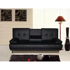 Manhattan 3 Seater Sofa Bed With Cup Holders Black