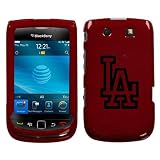 BLACKBERRY TORCH 9800 BLACK LA DODGERS LOGO OUTLINE ON A RED HARD CASE COVER