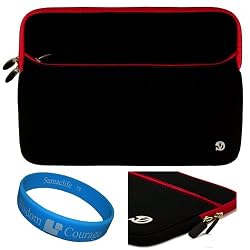 Netbook 12.1 inch Black-Red carry case for Lenovo Thinkpad X40 X201 I5-540M X200s 7470-F75 X200 7458 + SumacLife TM Wisdom Courage Wristband