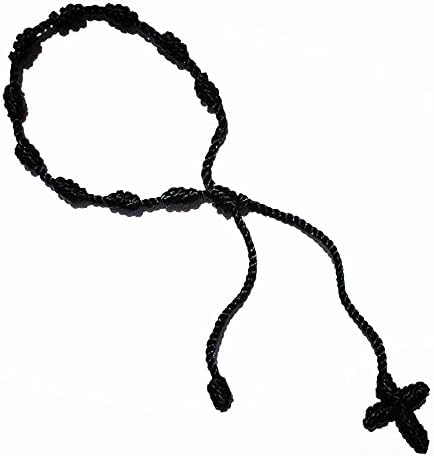 Black Decenario Cross Friendship Rosary Thread Pulseras Bracelet By Knotted