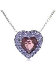 Carnevale Sterling Silver and Swarovski Elements Purple Heart Pendant Necklace, 18"