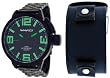 Nemesis #ST040G Men's Black IP Russian Diver Watch with Changeable Black Premium Wide Leather Strap