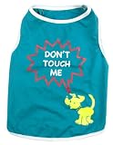 Don'T Touch Me Tank W/Screen Print Pet Outerwear Turq Combo LARGE
