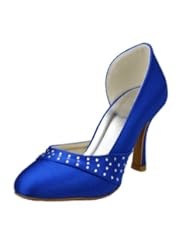 Shoes: Minitoo GYAYL100B Womens Stiletto Heel Closed Toe Blue Satin Evening Party Bridal Wedding Sparkle Shoes 8 M US