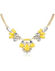 Cabochon and Crystal Faceted Tear Drop Gold Tone Necklace, 16"+3" Extender