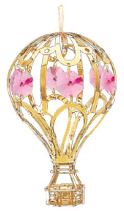 24k Gold Balloon Ornament – Pink Swarovski Crystal 24k Gold Balloon Ornament – Pink Swarovski Crystal
