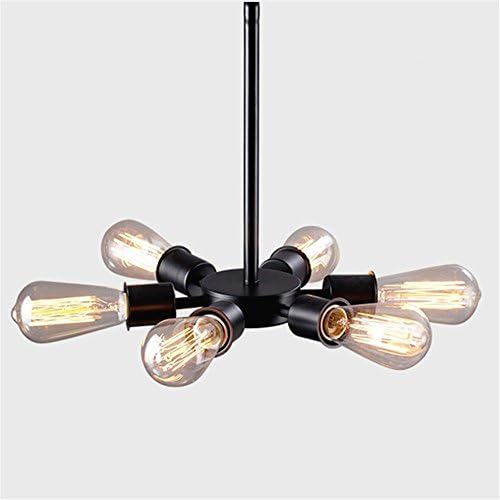 Efine Vintage Barn Metal Hanging Ceiling Chandelier Wheel Max 360w with RH Lofe style 6 Lights Painted Finish Retro Fan Shape