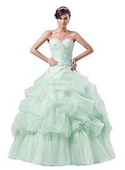 Lace-Up Beaded Organza   Ball Gown Quinceanera Dress 