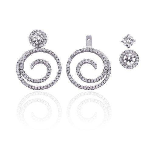 14K White Gold 1 ct GH Diamond Earring Jackets
