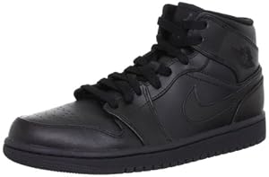 Nike Men's NIKE AIR JORDAN 1 MID BASKETBALL SHOES 7.5 Men US (BLACK/BLACK/BLACK)
