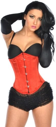 Red Satin Double Steel Boned Underbust Corset - 22"
