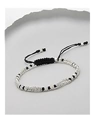 Cotton Waxed Thread Bracelet In Sterling Silver