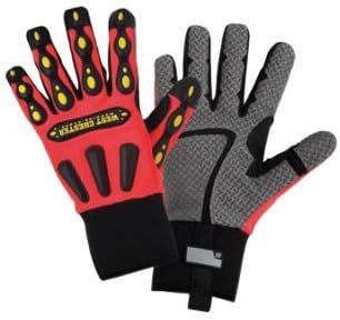 West Chester 2X Orange R2 Safety Rigger Full Finger Synthetic Leather Mechanics Gloves With Neoprene Cuff, Spandex® Back, TPR Finger, TPR Heavy Duty Knuckle, Reinforced Thermoplastic Fingertips And Clute Pattern