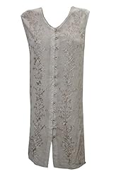 Embroidered Shift Floral Print Rayon Sleeveless Peasant Dress/Party Dress/Midi Dress 