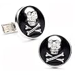 Sterling Silver Enamel Skull and Crossbones Cufflinks