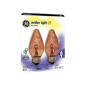 GE 90811 25FM A 25W FLAME DARK AMBER F15 Decor Flame Tip Light Bulb by General Electric