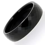 Urban Male Mens Black Tungsten Carbide Faceted Ring 8mm