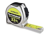 Komelon 433IEHV High-Visibility Professional Tape Measure both Inch and Engineer Scale Printed 33-feet by 1-Inch, Chrome
