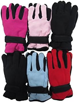 Fleece Glove Insulated with ThermalSport, 6 Pack, Women's Size, Adjustable Velcro Strap